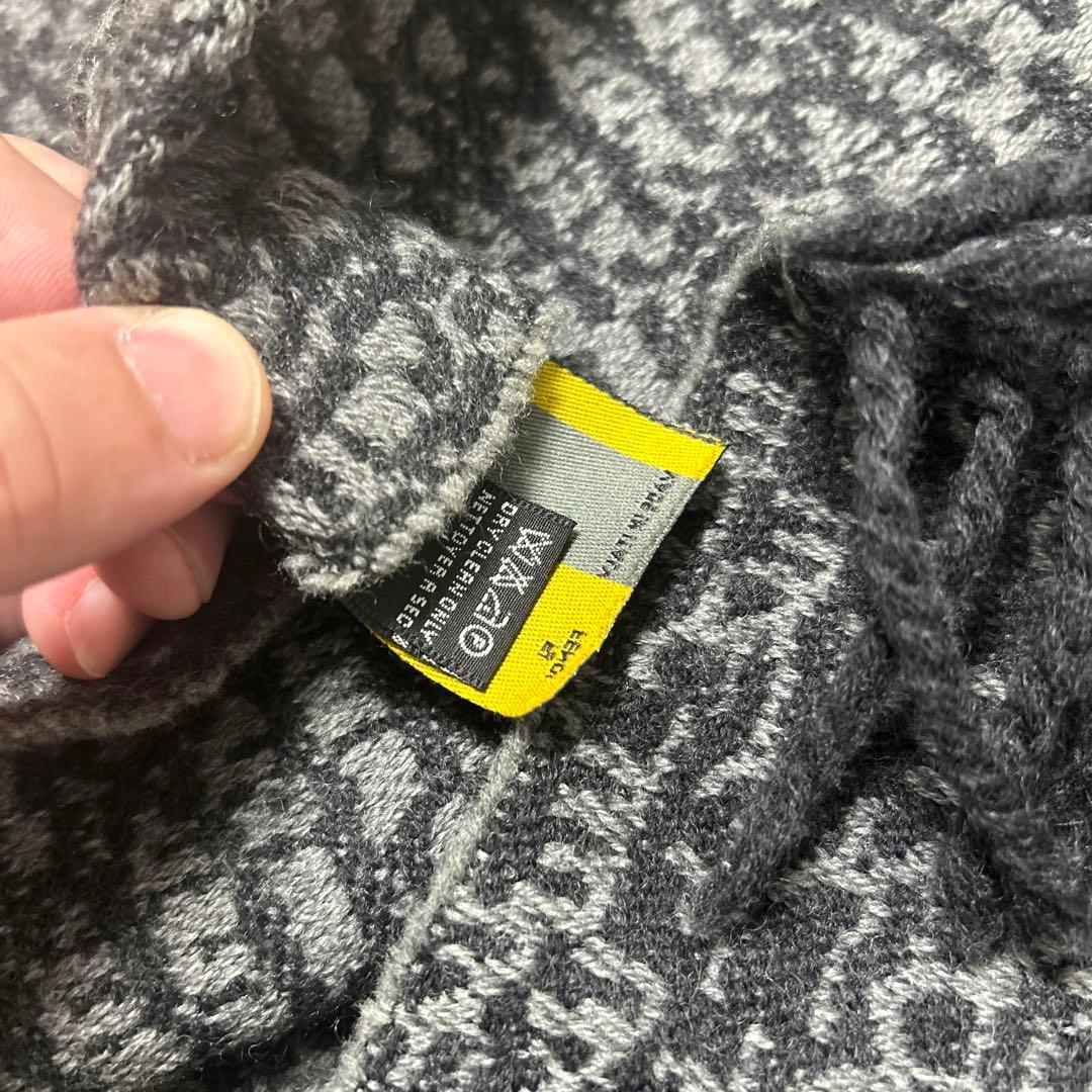 【FENDI】フリンジ付きマフラー グレー系 ウール100%