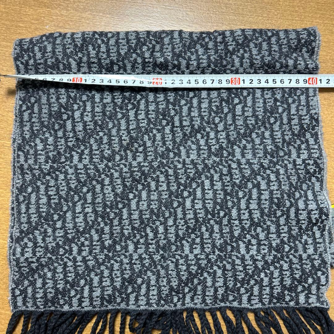 【FENDI】フリンジ付きマフラー グレー系 ウール100%