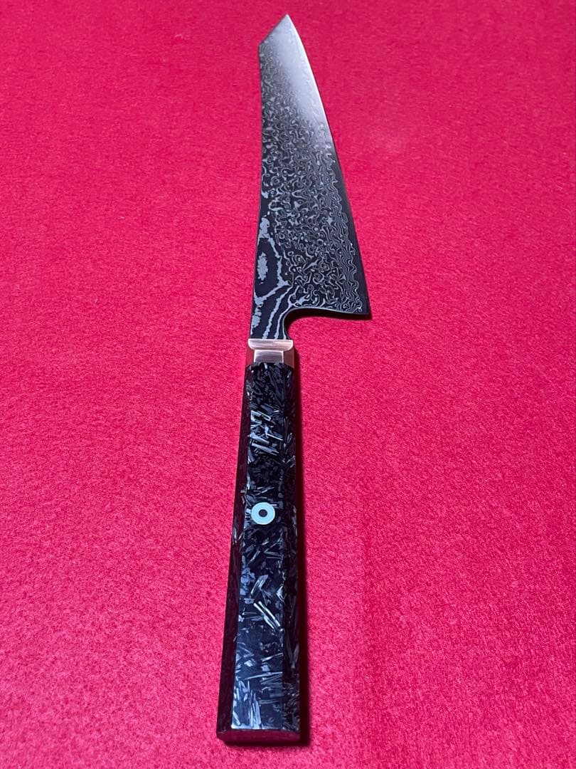 切付牛刀　黒染め　ダマスカス　カーボン柄
