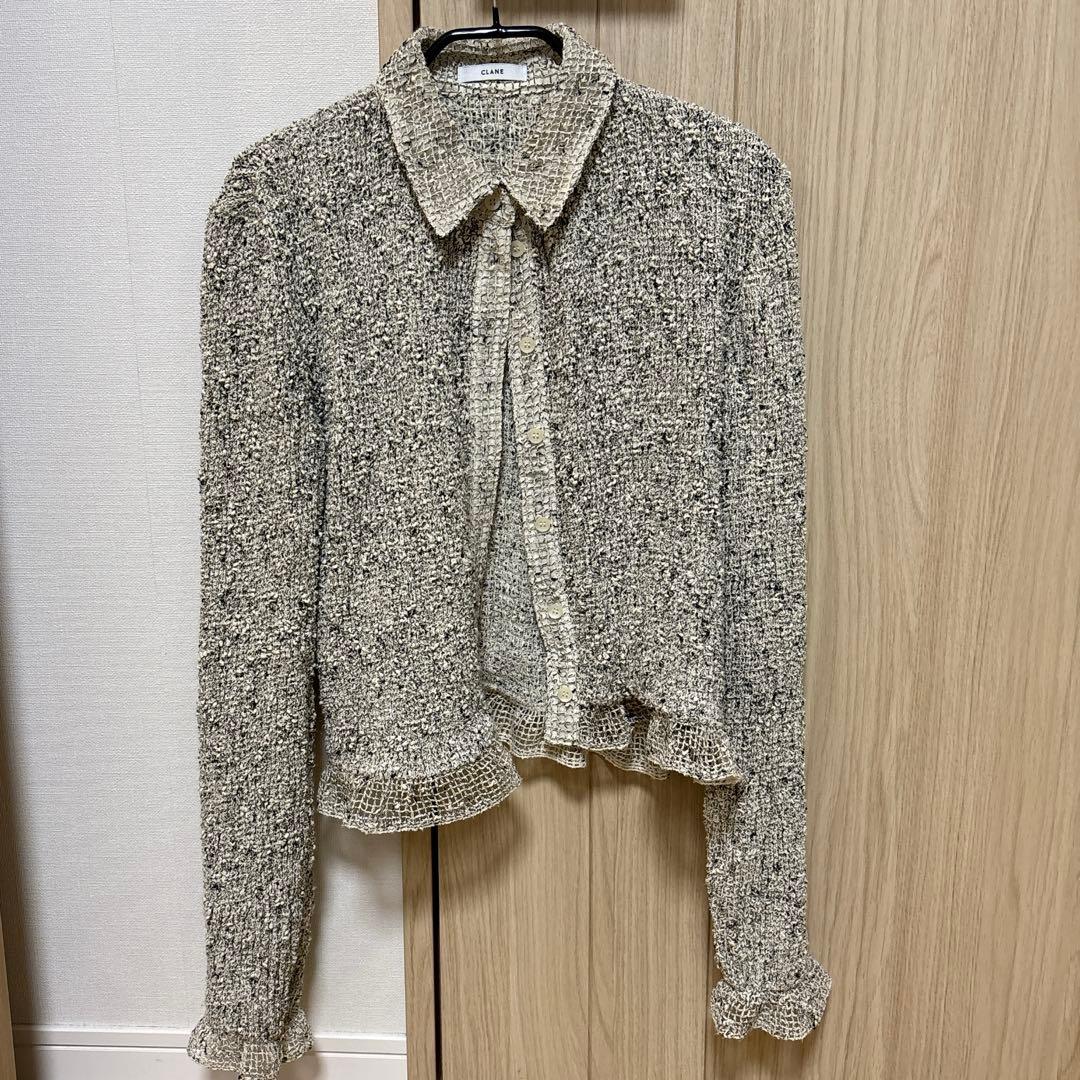 【美品】CLANE MIX MESH GATHER SHIRT