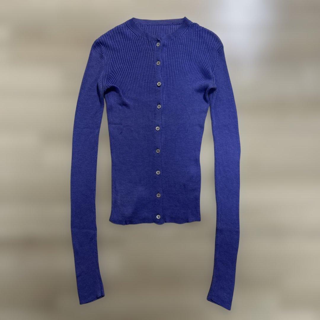 18SS AURALEE / RIB KNIT CARDIGAN パープル 0