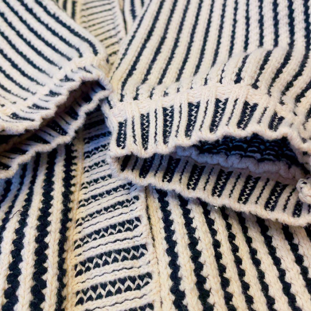 トップス CLANE STRIPE CABLE HALF SLEEVE CARDIGAN