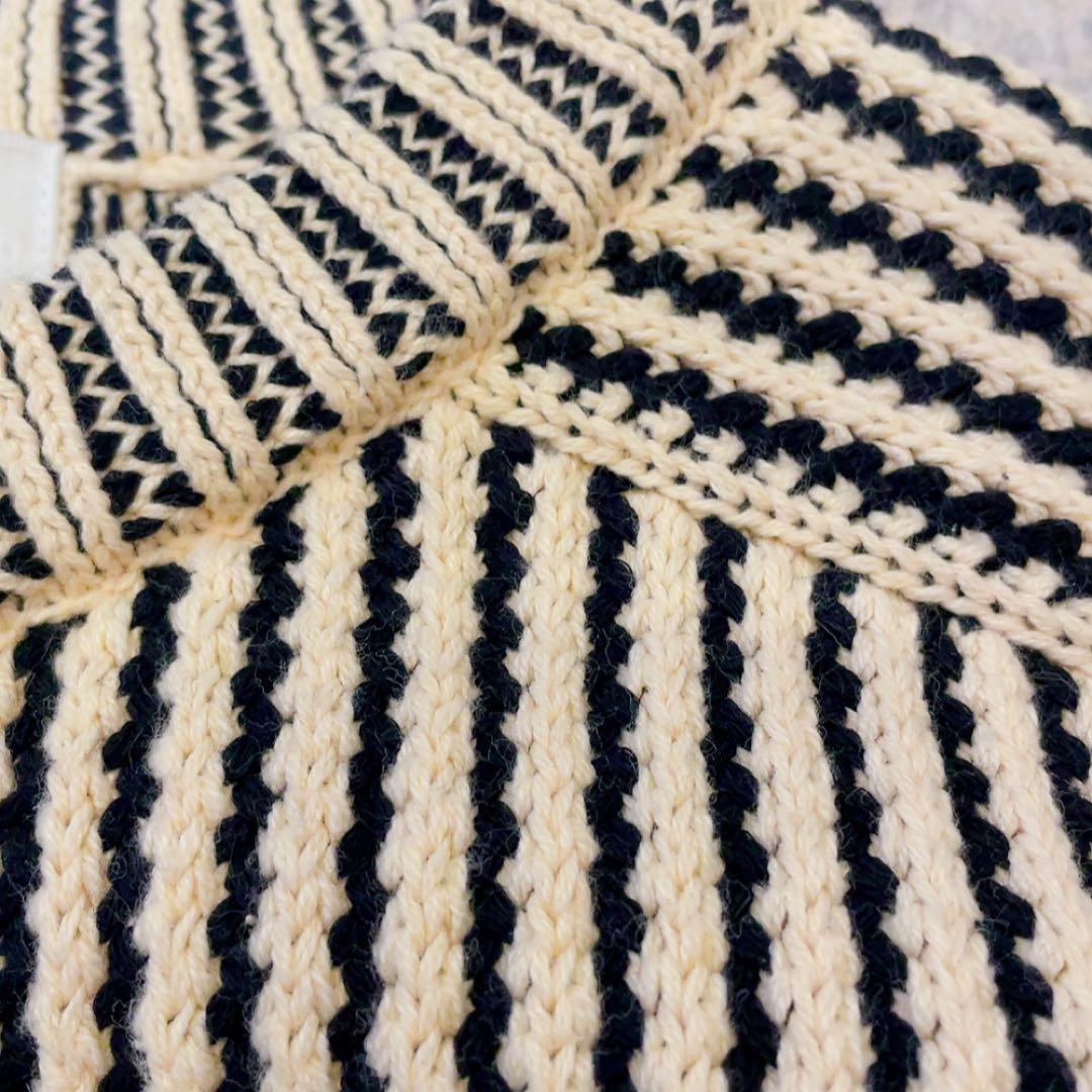 トップス CLANE STRIPE CABLE HALF SLEEVE CARDIGAN