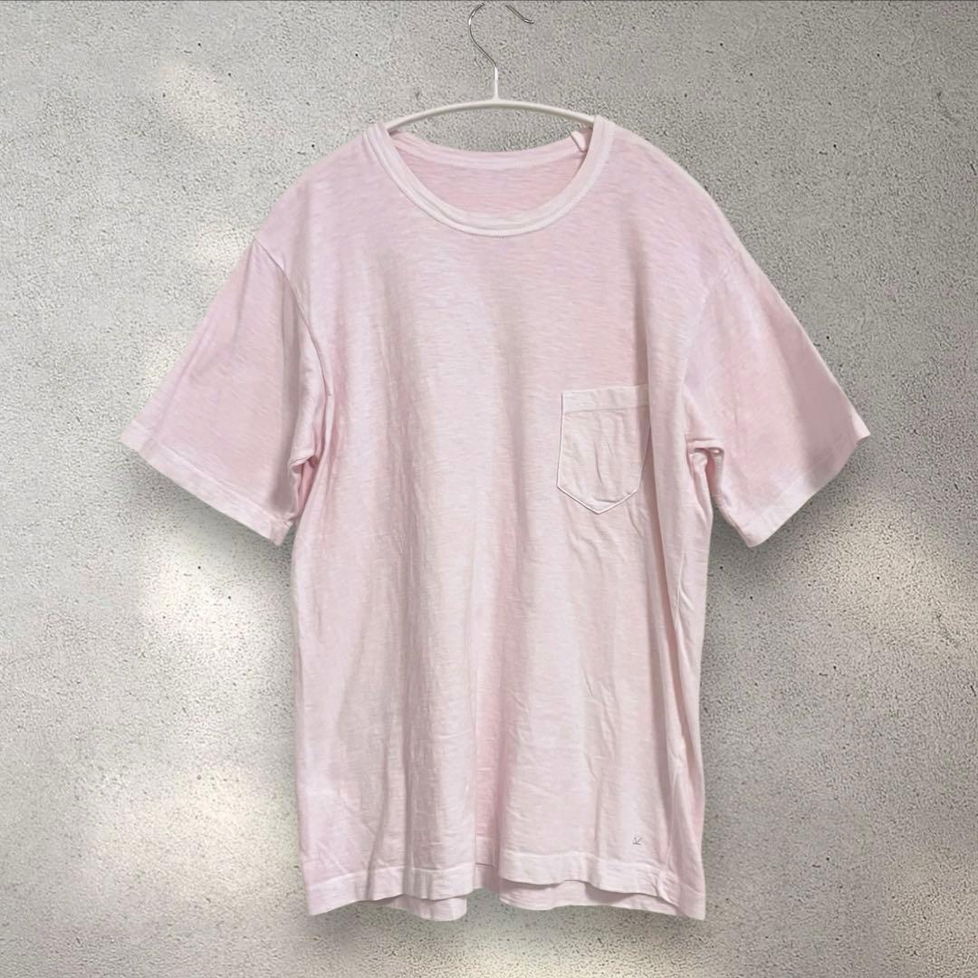45R 天竺 908 45星Tシャツ 草染め R刺繍 胸ポケット 薄ピンク 3