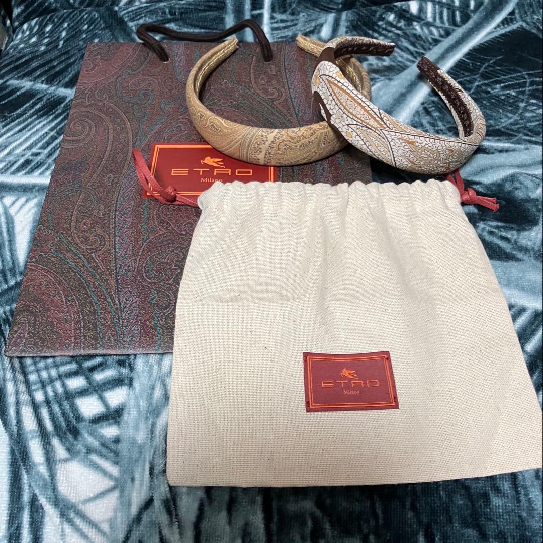 ETRO エトロ カチューシャ 2点セット ヘアバンド ペイズリー 保存袋付き