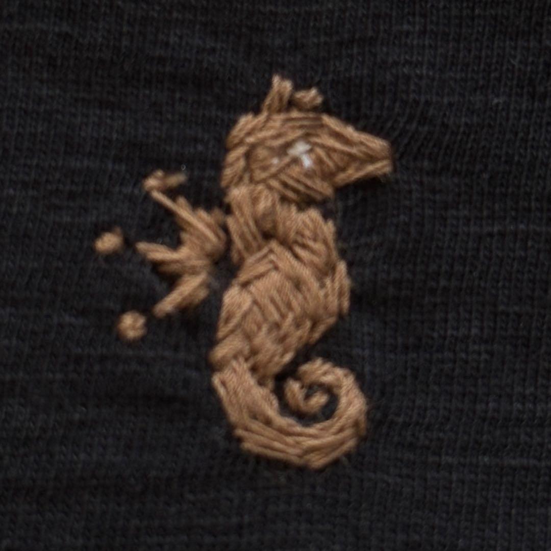 美品 45R ポロシャツ 馬ポロ ブラック スクエアシルエット 刺繍 ゆったりF