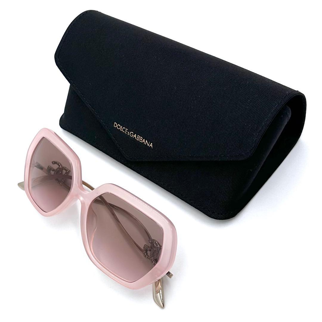 極美品✨DOLCE&GABBANA サングラス DGラインストーン ピンク系