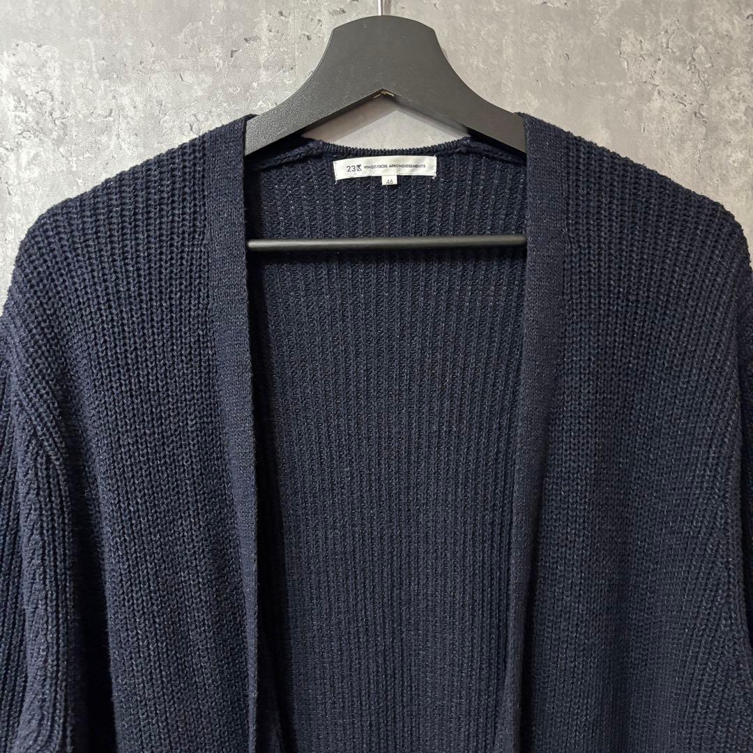 【美品】23区 シルクリネン ロングカーディガン ネイビー　46