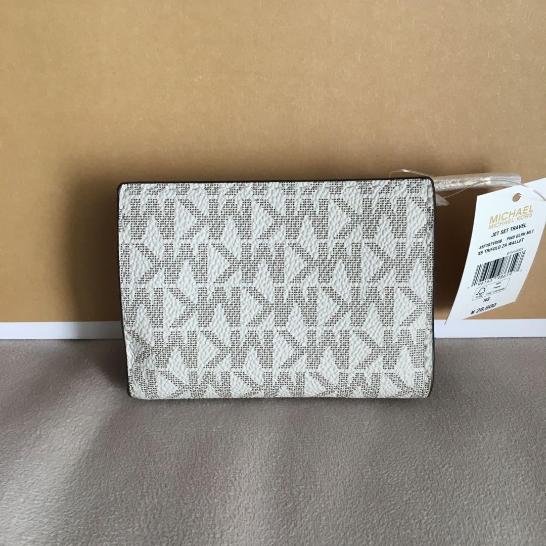 新品 マイケルコース MICHEAL KORS 三つ折り　財布 ホワイト ピンク