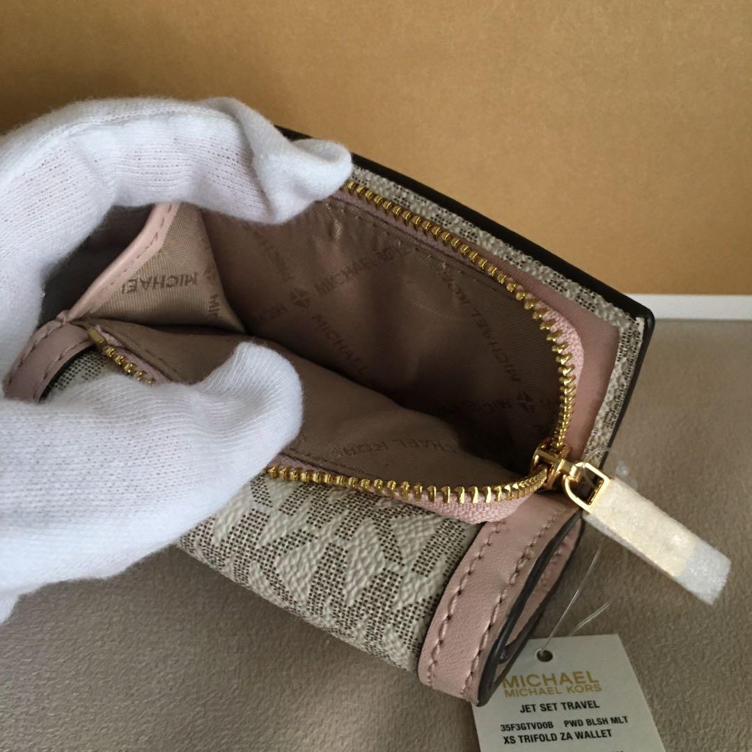 新品 マイケルコース MICHEAL KORS 三つ折り　財布 ホワイト ピンク