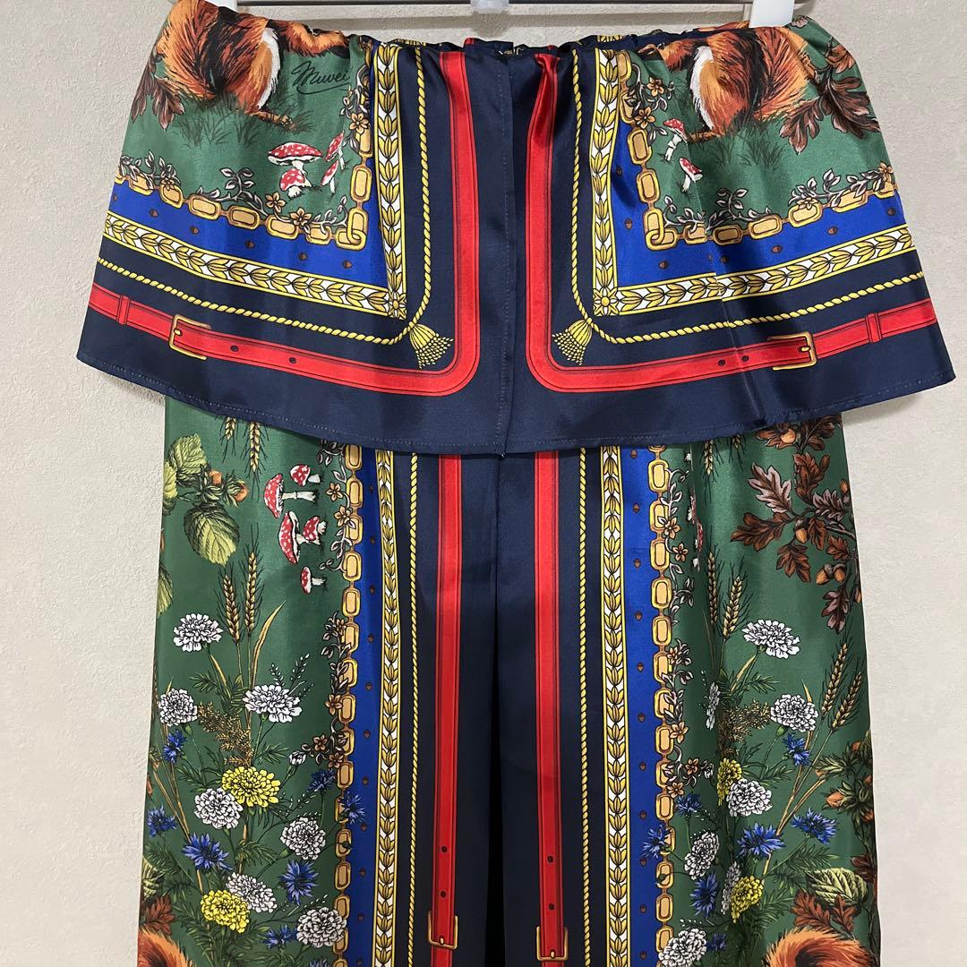 【MUVEIL】 25AW リス柄　ミューベル　スカーフ プリントスカート