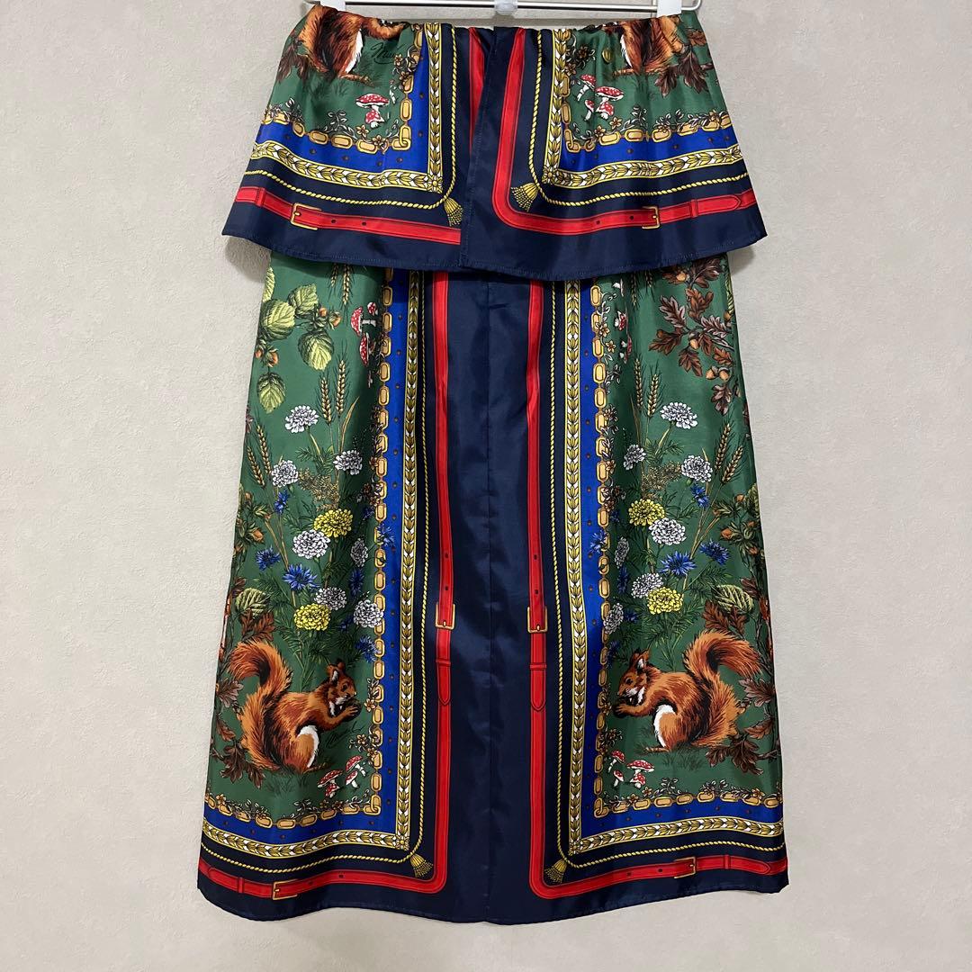【MUVEIL】 25AW リス柄　ミューベル　スカーフ プリントスカート