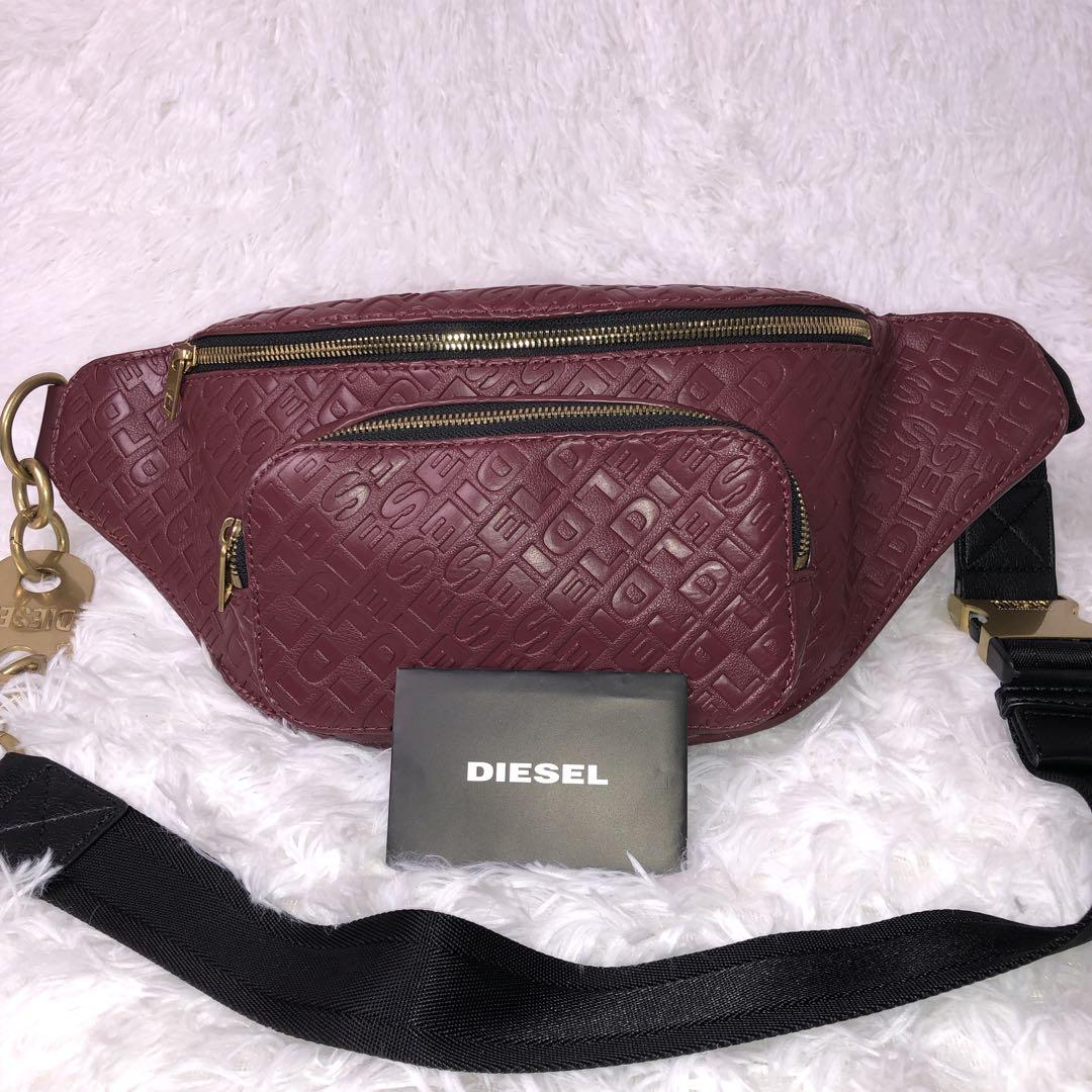 DIESEL ウエストバッグ　ショルダーバッグ　レッド　金色金具