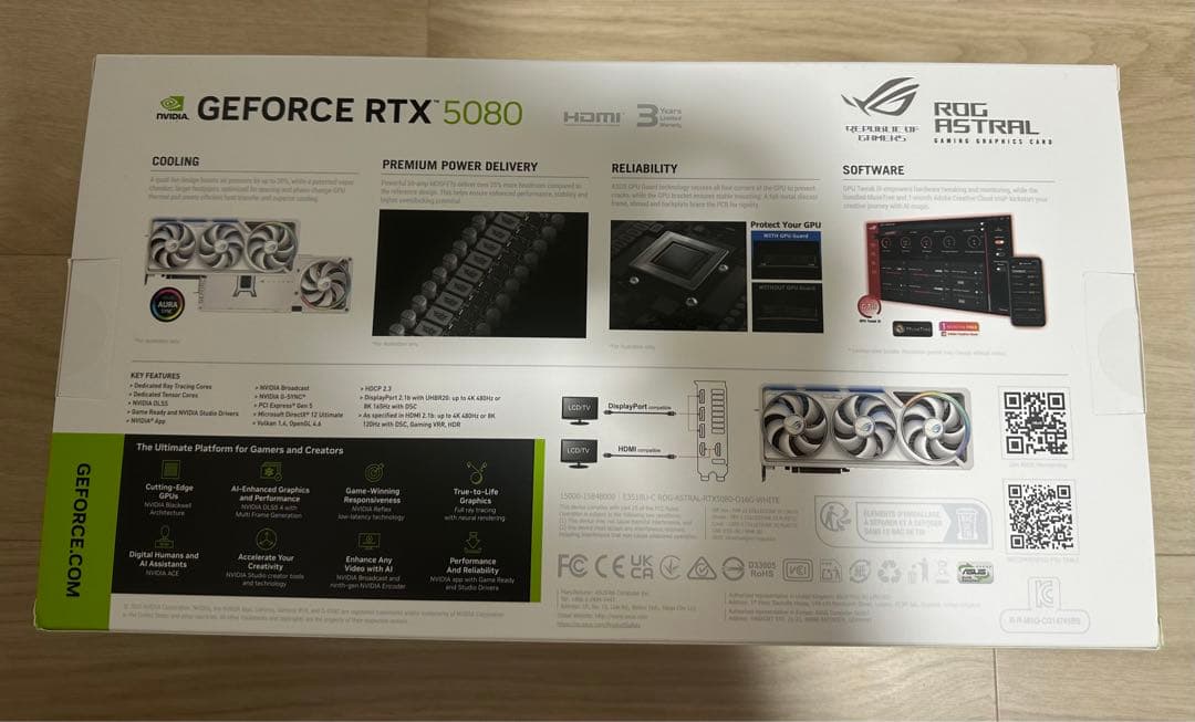グラフィックボード・グラボ・ビデオカード ROG Astral GeForce RTX5080 White Edition