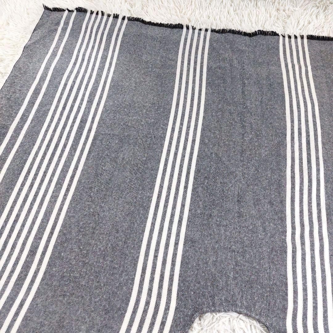美品 johnstons of elgin ストライプ ヘリンボーン大判マフラー