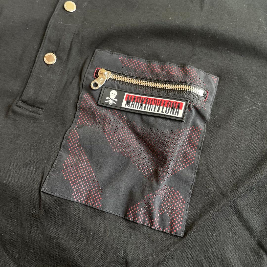 MARK&LONA ポロシャツ 黒 ゴルフ スカル刺繍 サイズ50（LL）