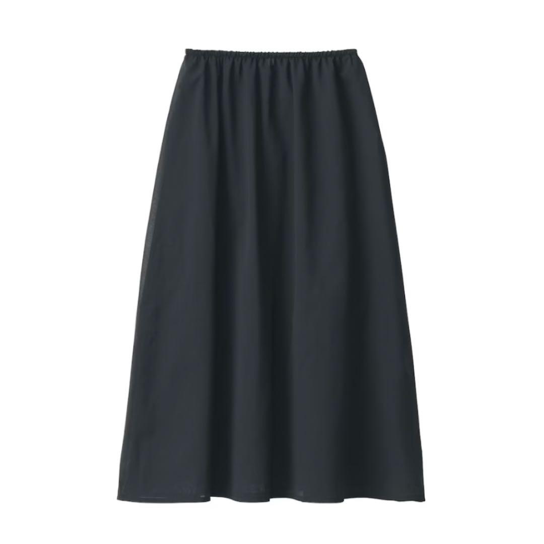 MUJI labo 婦人ラミータックスカート　W67/黒