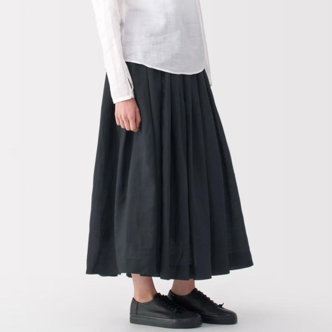 MUJI labo 婦人ラミータックスカート　W67/黒