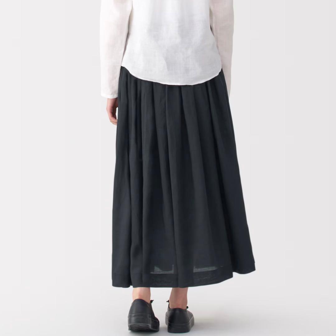 MUJI labo 婦人ラミータックスカート　W67/黒