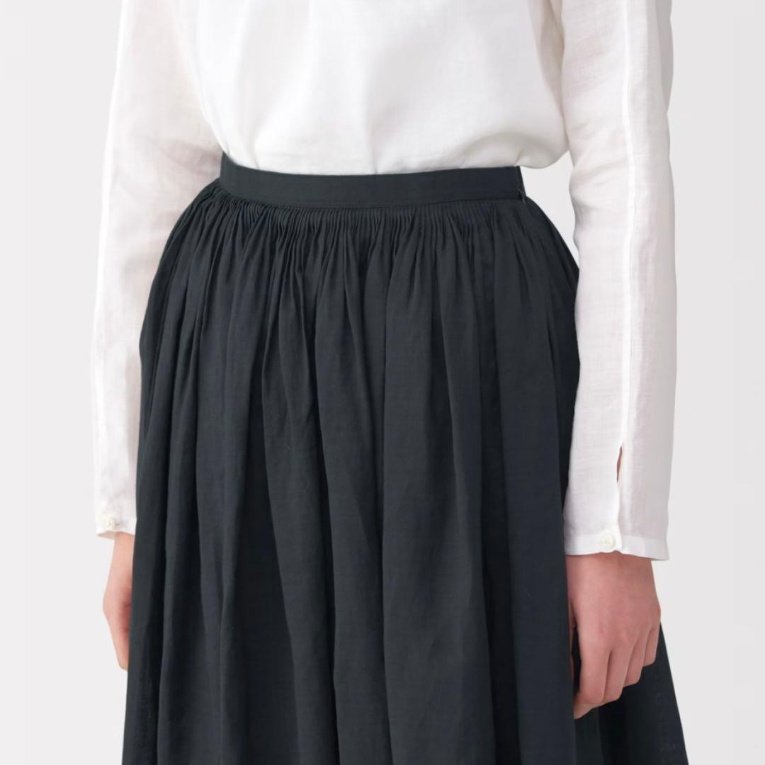 MUJI labo 婦人ラミータックスカート　W67/黒