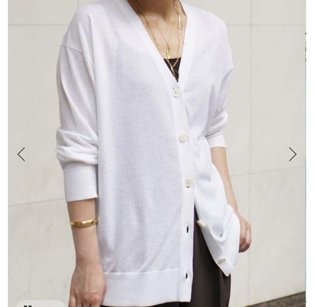Fine Cotton Vネック カーディガン