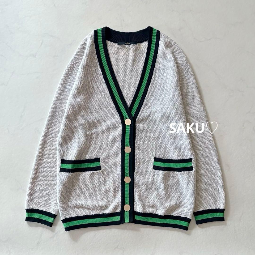 定価28600円 リエス Liesse モスステッチ バイカラーカーディガン
