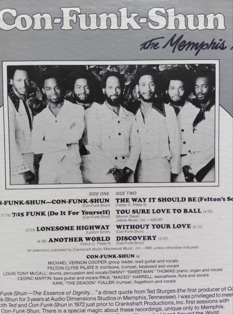 CON−FUNK−SHUN/THE−MEMPHIS−SESSIONS/LP。