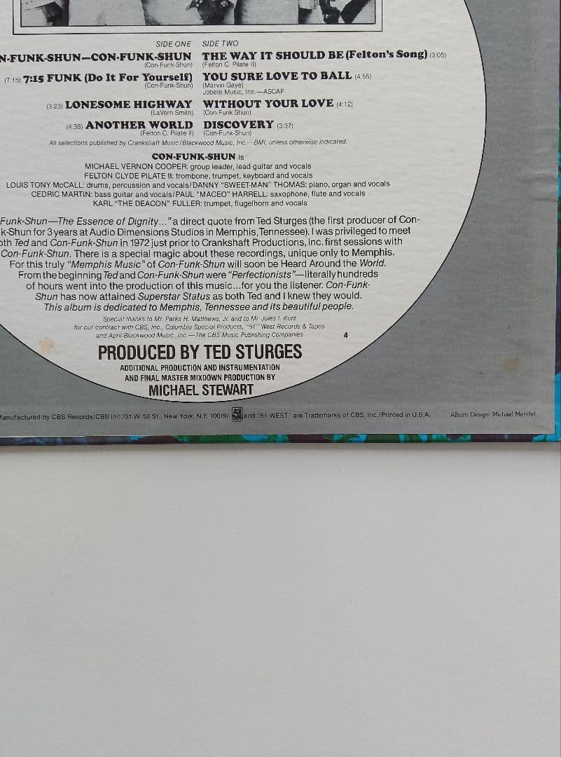 CON−FUNK−SHUN/THE−MEMPHIS−SESSIONS/LP。