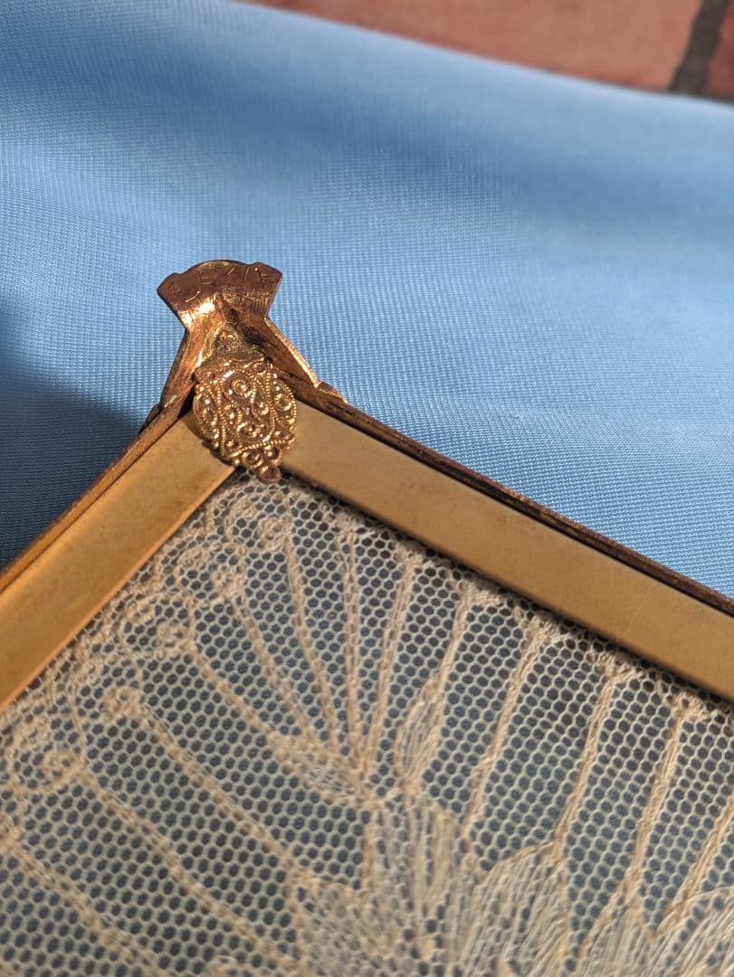 英国 アンティーク レース プチポアン 刺繍 ドレッシングトレイ