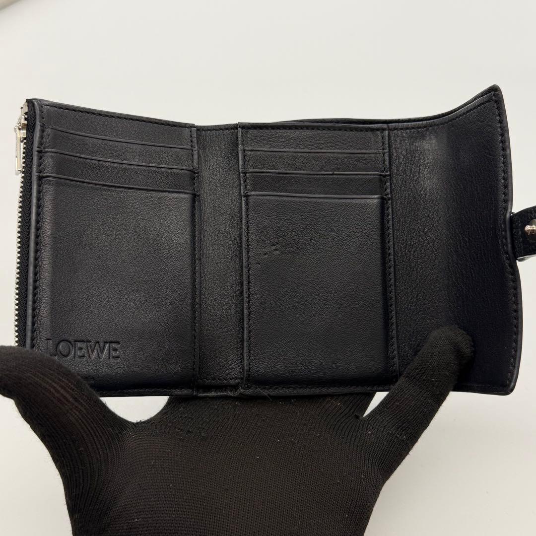 極美品　LOEWE ロエベ バーティカルウォレット 折り財布　レザー　ブラック