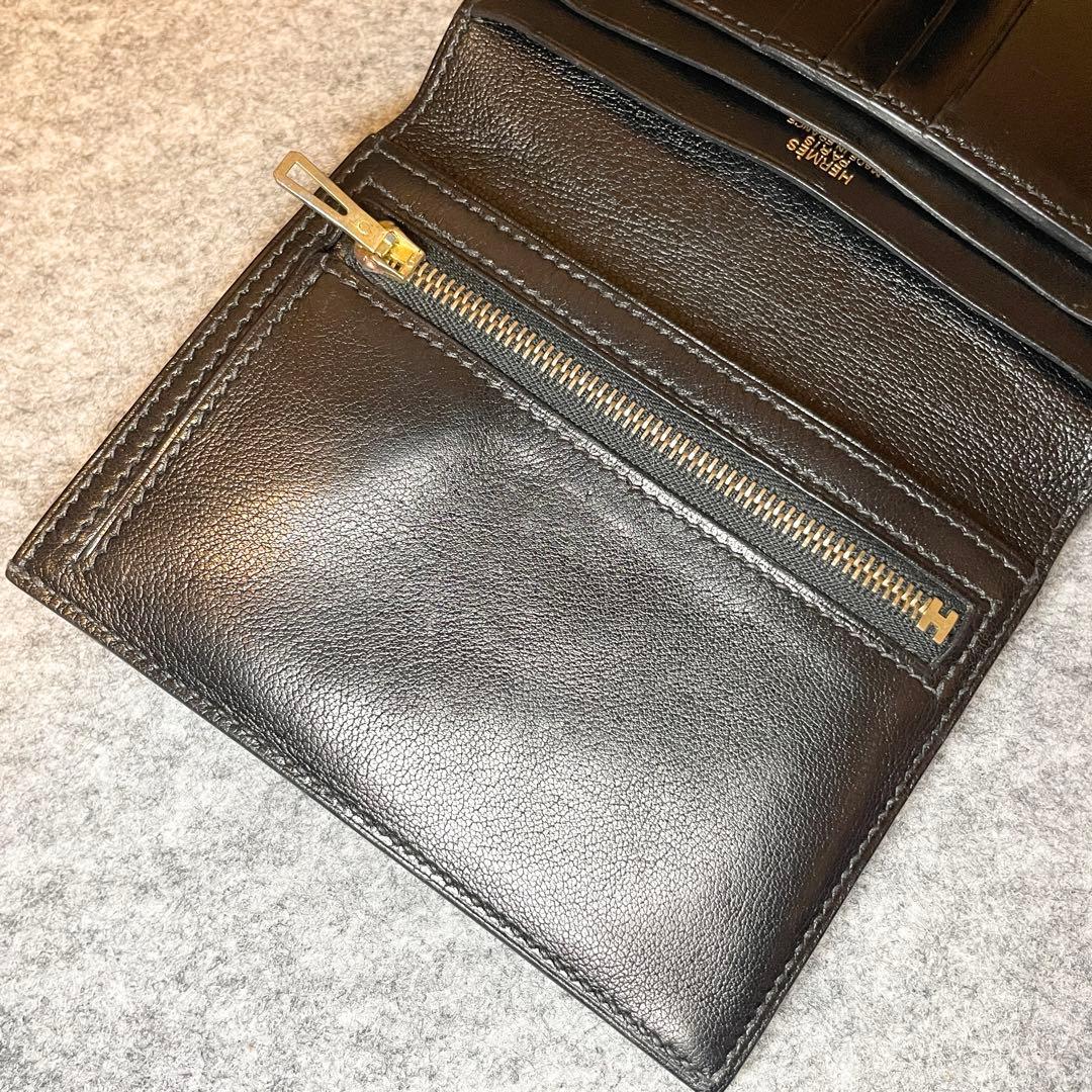 【専用】　エルメス べアンコンパクト 二つ折財布 □H刻印 ブラック 正規品