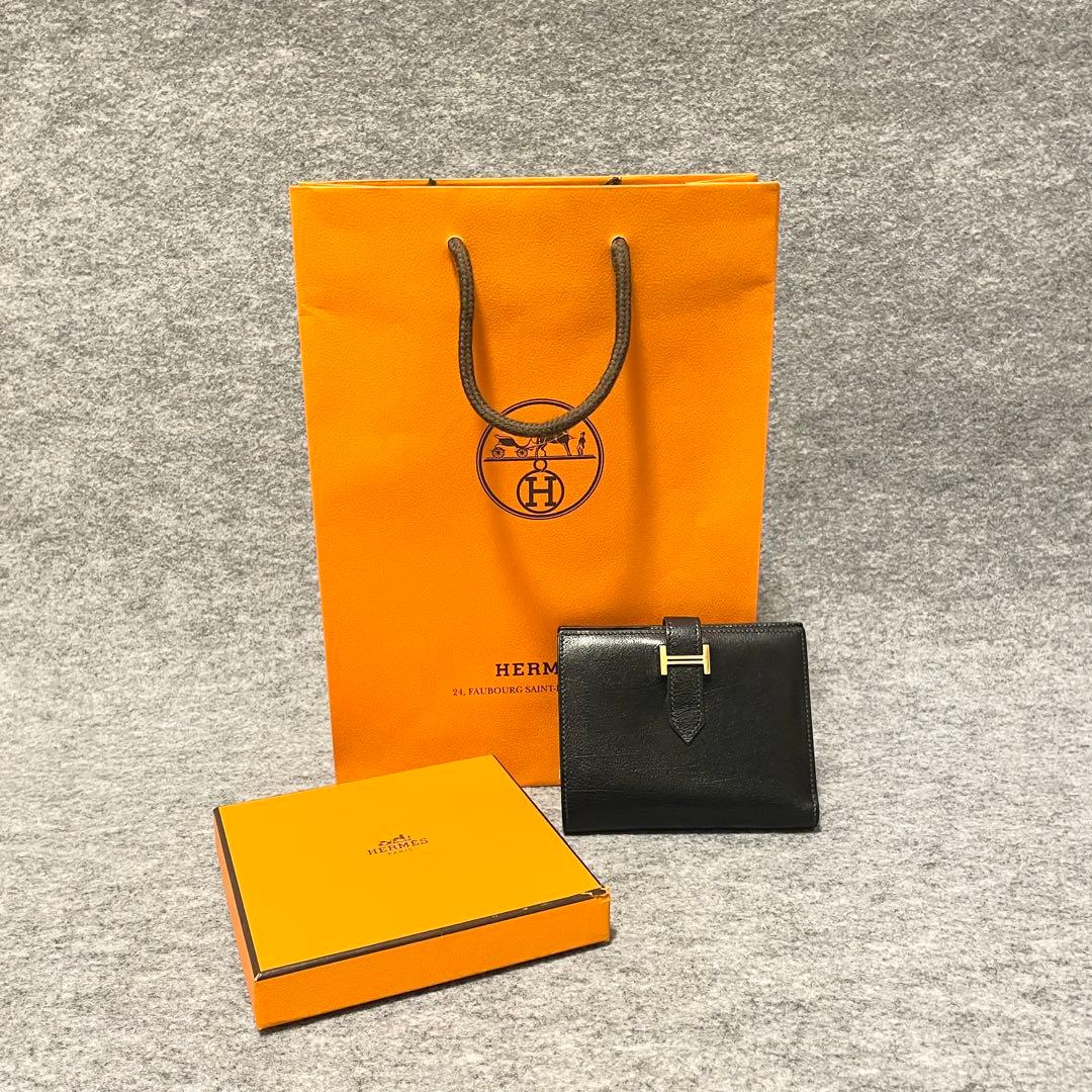 【専用】　エルメス べアンコンパクト 二つ折財布 □H刻印 ブラック 正規品