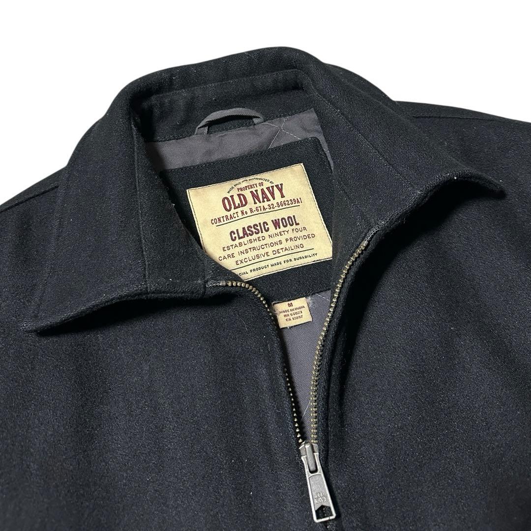 90s OLD NAVY ウールジャケット　短丈　ブラック　古着 ウールブルゾン