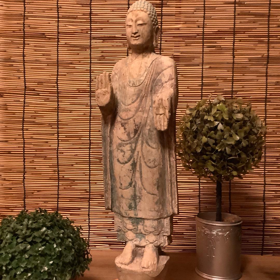 マツ様keep北魏「石仏阿弥陀如来」南北朝時代・北斎・北魏様式・大乗仏教寺院放出
