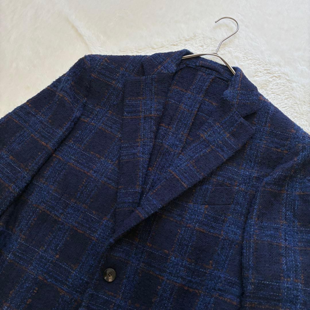 LARDINI テーラードジャケット 大判チェック ツイード 48