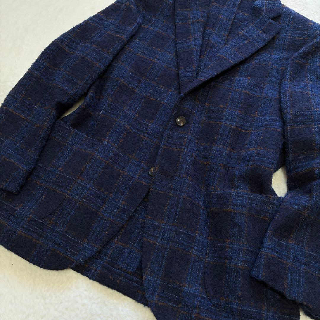 LARDINI テーラードジャケット 大判チェック ツイード 48