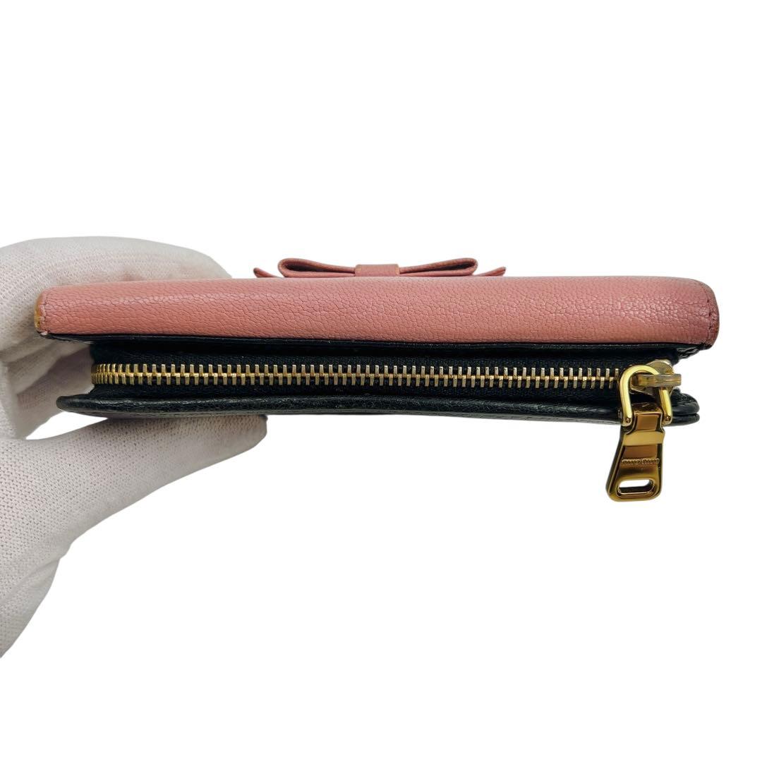 MIUMIU レザー リボン レディース 折り財布 7465
