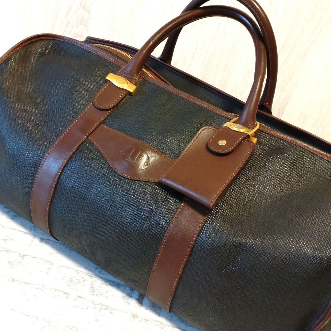 dunhillダンヒル　ボストンバッグ　旅行バッグ　ブラック　ブラウン　レザー