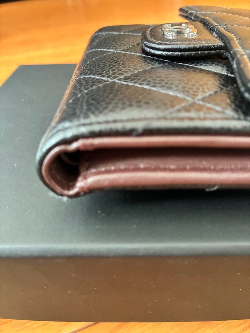 CHANEL ブラック 三つ折り財布