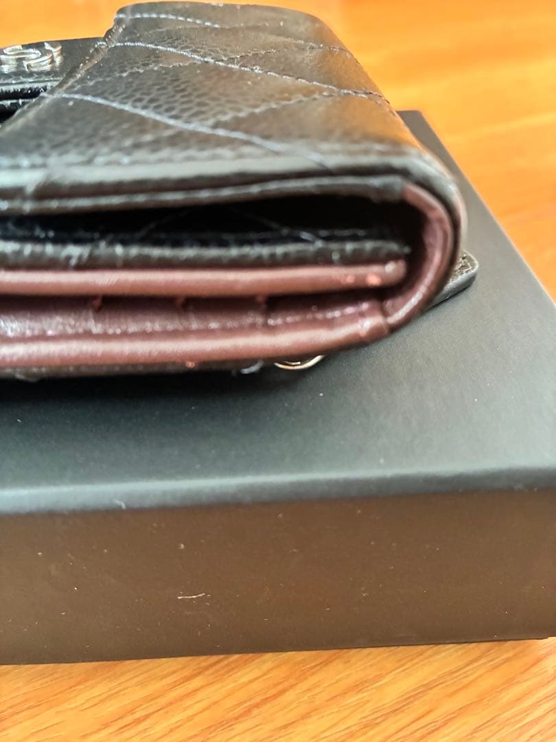 CHANEL ブラック 三つ折り財布