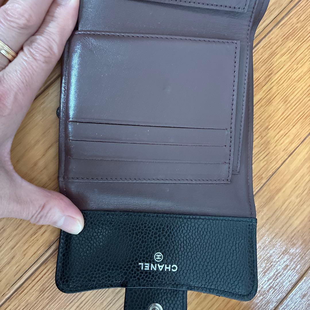 CHANEL ブラック 三つ折り財布
