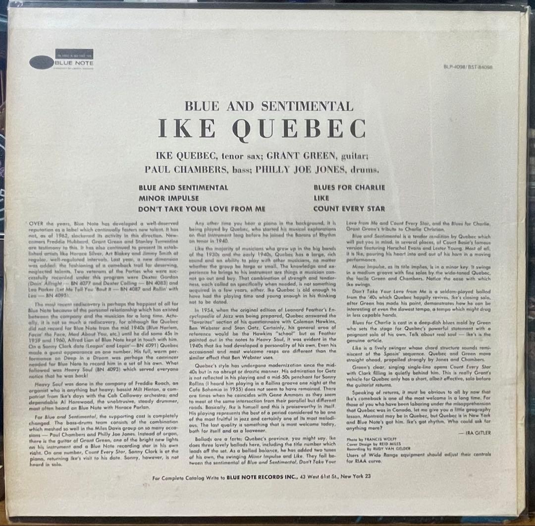 ジャズレコード Ike Quebec/Blue & Sentimental