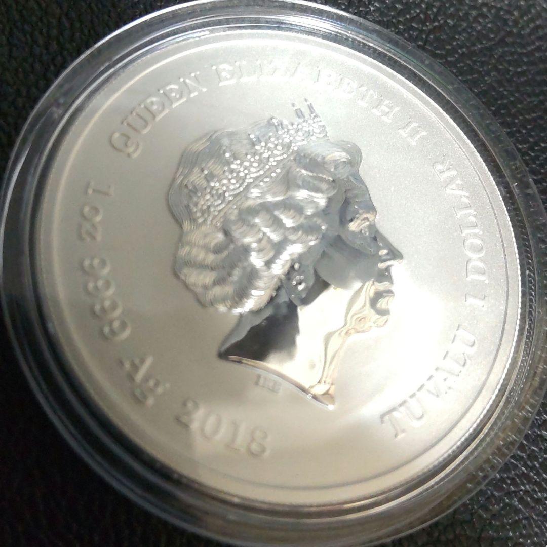 2018年 発行数1000枚 イギリス連邦ツバル ソー 1オンスカラー銀貨 純銀