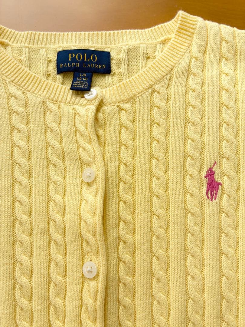 ポロ ラルフローレン ケーブル ニット カーディガン クリームイエロー 春色
