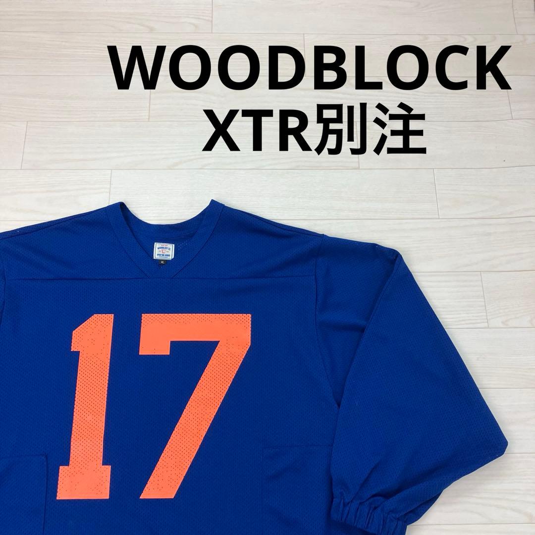 WOODBLOCK フットボール 長袖シャツ メッシュ素材 XTR別注 青 XL