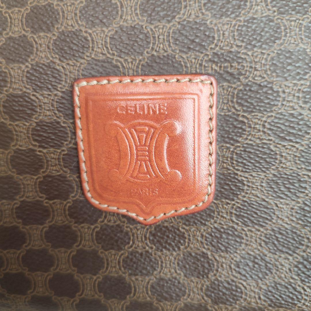 【CELINE】ボストンバッグ　旅行鞄　マカダム柄　PVC ダークブラウン大容量