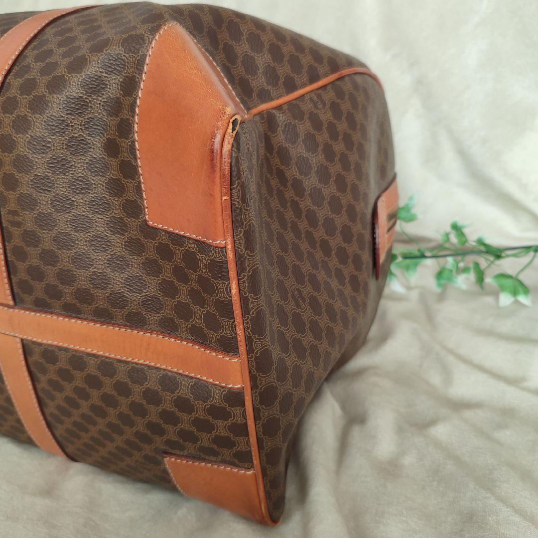 【CELINE】ボストンバッグ　旅行鞄　マカダム柄　PVC ダークブラウン大容量