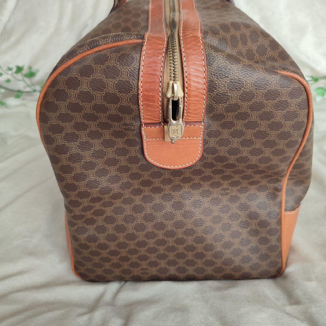 【CELINE】ボストンバッグ　旅行鞄　マカダム柄　PVC ダークブラウン大容量