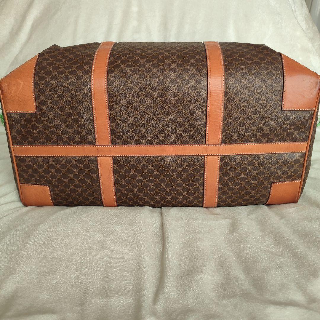 【CELINE】ボストンバッグ　旅行鞄　マカダム柄　PVC ダークブラウン大容量