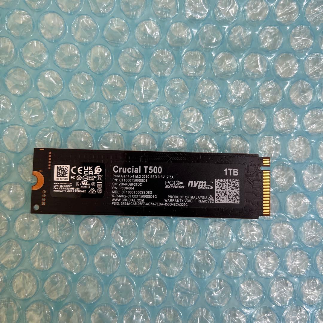 ⑨crucial T500 PCIe M.2 SSD 1TB 使用時間極小